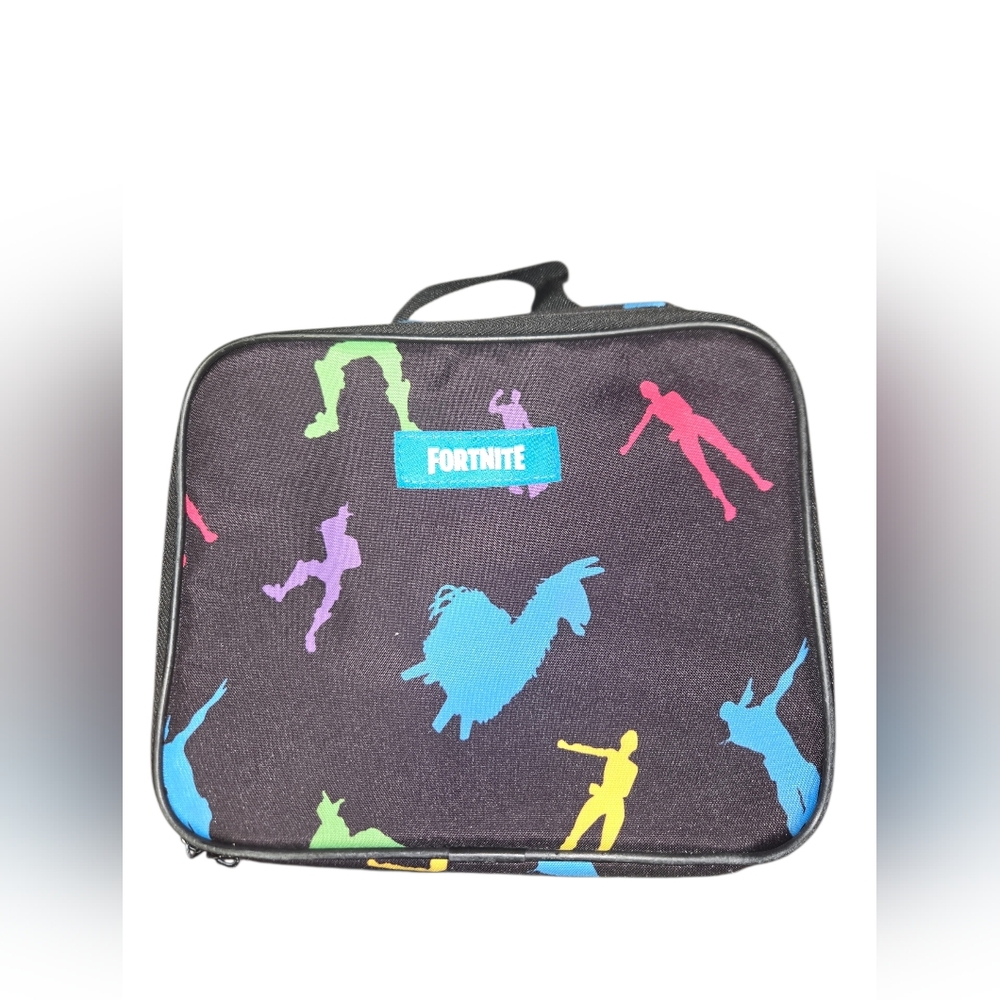 Fortnite Black Lunch Bag with Colorful Emotes‎